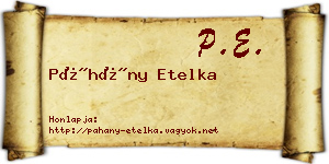 Páhány Etelka névjegykártya